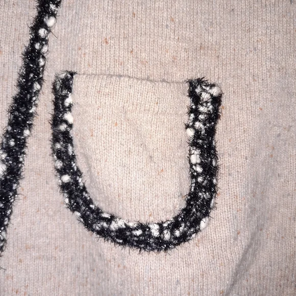 SEE BY CHLOÈ Wool Knit Dress Jumper Mini Dress Pockets Tan Black White Sparkle - Picture 6 of 9